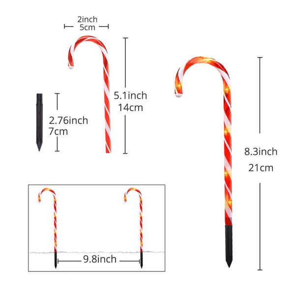 Solar Powered Candy Cane Path Lamp Set