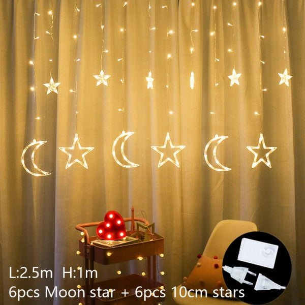 Moon & Star Shaped Decorative Christmas Lights