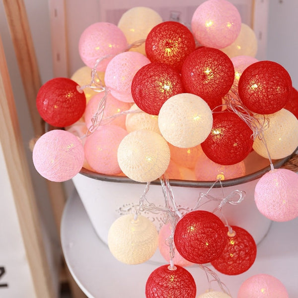 Cotton Ball Garland Fairy Lights