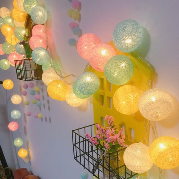 Cotton Ball Garland Fairy Lights