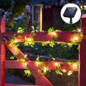 Solar Powered Maple Leaf Garland Lights 10m